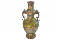 Grand vase chinois antique dynastie Qing en bronze cloisonné