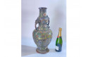 Grand vase chinois antique dynastie Qing en bronze cloisonné