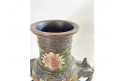 Grand vase chinois antique dynastie Qing en bronze cloisonné