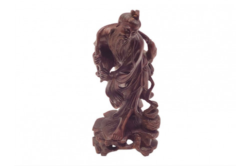 Statue chinoise en bois sculpté, vers 1900