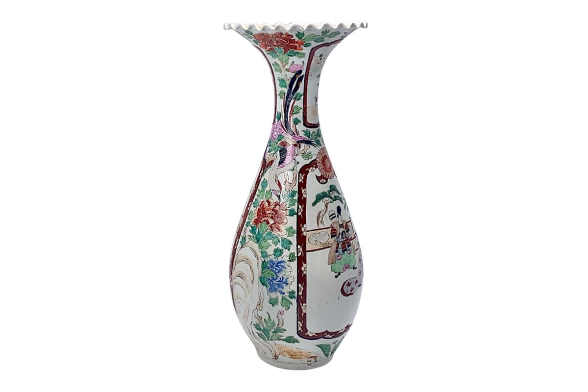Vase de sol à col trompette en Porcelaine Imari Japonaise, 1930