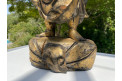 Sculpture de Bouddha en bois patiné doré, début XXe siècle