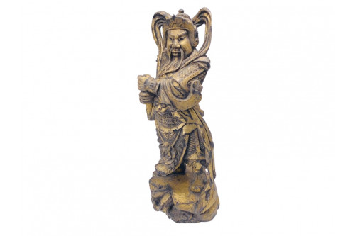 Sculpture Chinoise de Samouraï en Bois doré, début XXe siècle