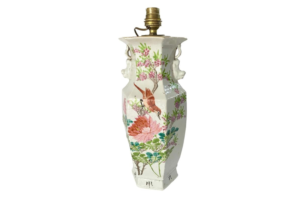 Lampe de table chinoise en porcelaine, vers 1880
