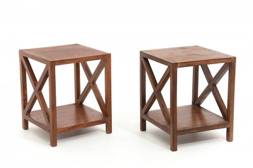 Tables bouts de canapé en acajou style Jean Royère (1950, lot de 2)