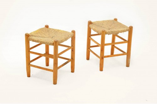 Tabourets style Charlotte Perriand (1950, lot de 2)