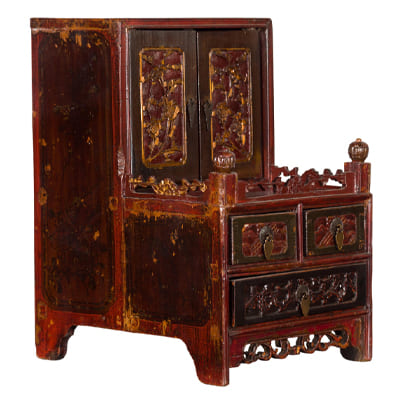 Coffret à Bijoux Asiatique En Bois Vintage - Boîte à Bijoux Ancienne, Sans Marque, Occasion