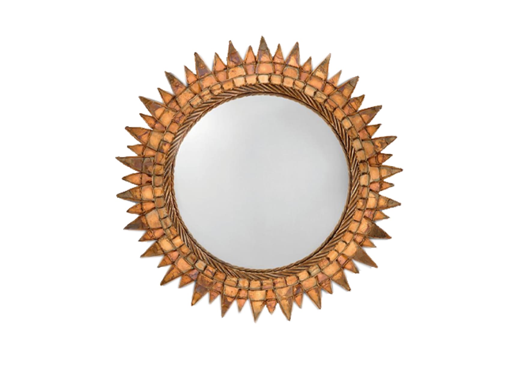 Important Miroir Soleil En Bois Doré Diamètre 120 cm